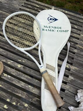 McEnroe Ceramic Comp White Tennis Racket with Cover
